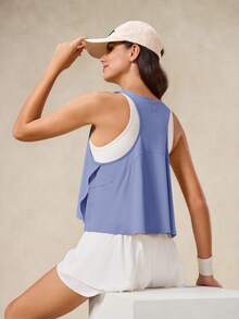 OutZeal 女士运动背心 日常健身上衣 凉爽触感 丝滑柔软 飘逸下摆 - 紫色 - 查看 6