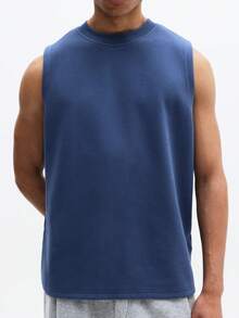 SUMWON Men's Essential Sleeveless Tank Top With Crew Neckline Regular Fit Casual Summer Wear Solid Basic Tee - Blue - View 5