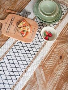 Fashion Bohemian Table Runner 12x48", Tassel Short Runner For Wedding Decor, Bridal Shower Party & Farmhouse Style Home - Multicolor - View 8