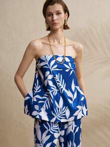 Airaco Conjunto de bandeau estampado casual de vacaciones para mujer - Multicolor - Ver 3