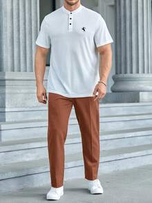 EASEVO Plus Size Woven Casual Tapered Pants - Yellow - View 5