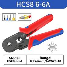 专业棘轮压线钳套装，压线工具 HSC8 6-4/6-6，电工压线钳，适用于线端套管端子，电路维修，套管压接工具套装，用于线套管连接器的管状压接钳，线套管压接套件 - 彩色 - 查看 8