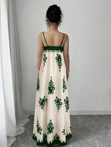 Vestido de mujer con diseño floral, tirantes finos, de estilo casual y vacacional, nueva llegada - Rojo - Ver 8