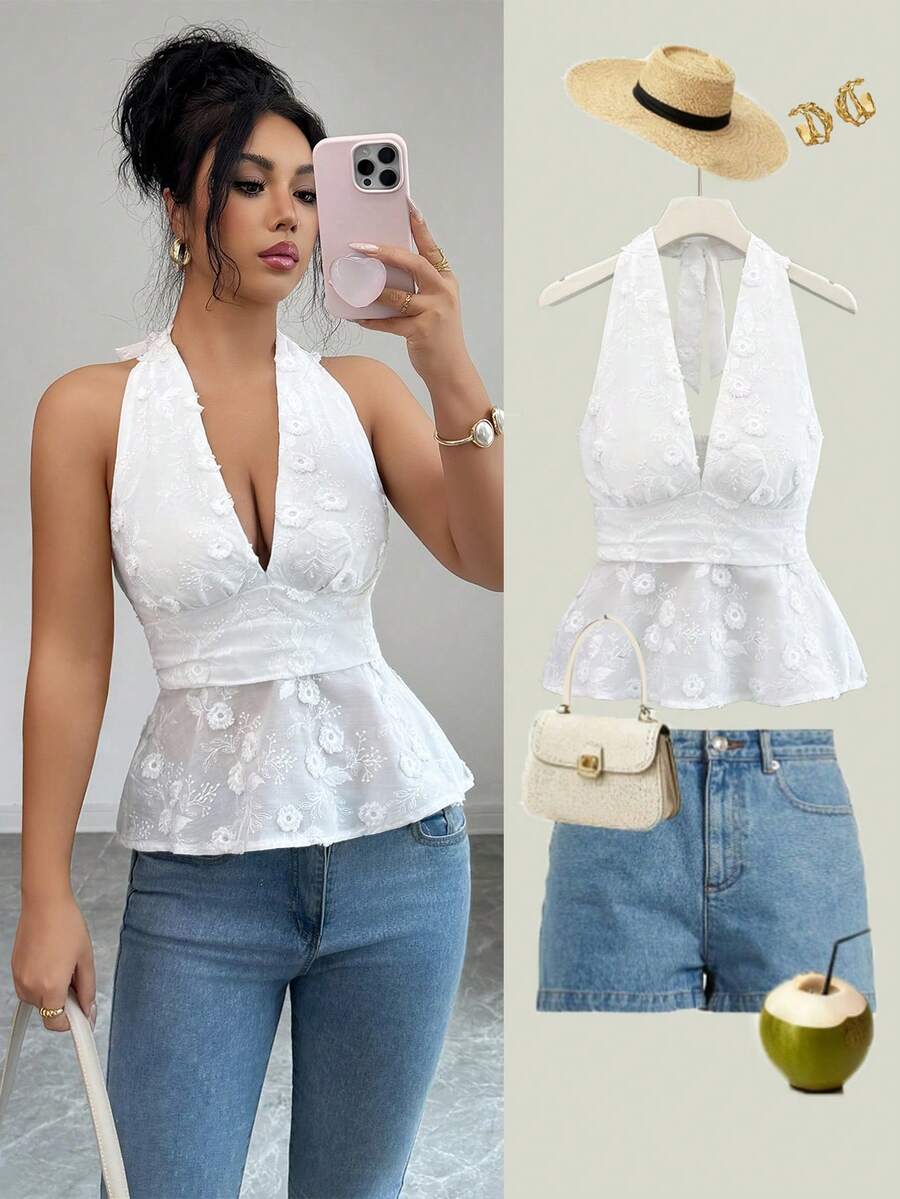 Elenzga 这款女士优雅露背深V领褶皱刺绣吊带上衣,采用收腰设计和深V领口,凸显身材曲线,尽显精致优雅。适合多种场合,从正式工作装扮和通勤装扮,到性感浪漫的法式风情、休闲外出、度假、中东复古主题活动、温馨的下午茶聚会、魅力四射的派对,以及新年、感恩节和圣诞节庆祝活动,都能轻松驾驭。 - 白色 - 查看 1