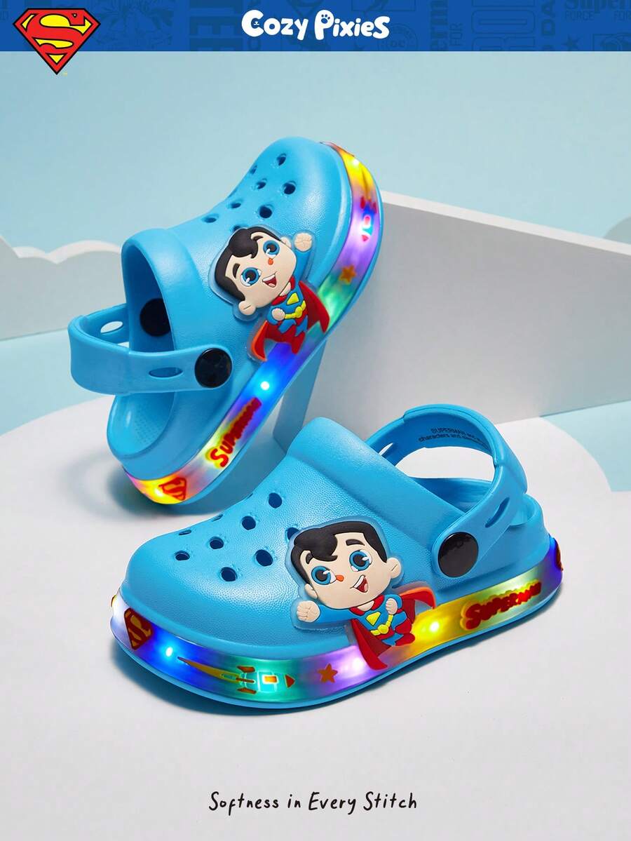 SUPERMAN X Cozy Pixies A Pair Of Summer Boys Comfortable Fashion Blue Cartoon Cute Lightweight Breathable Summer Sandals Light Shoes Baby Hole Shoes - Blue - View 1