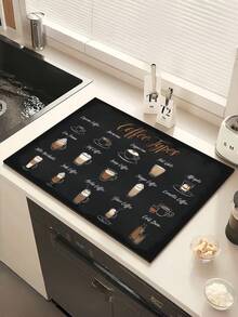 1PC Vintage Coffee Print Diatomite Drainage Mat Washable Absorbent Heat Insulation Tabletop Protection Kitchen Decor Accessory Home Kitchenware - Multicolor - View 6