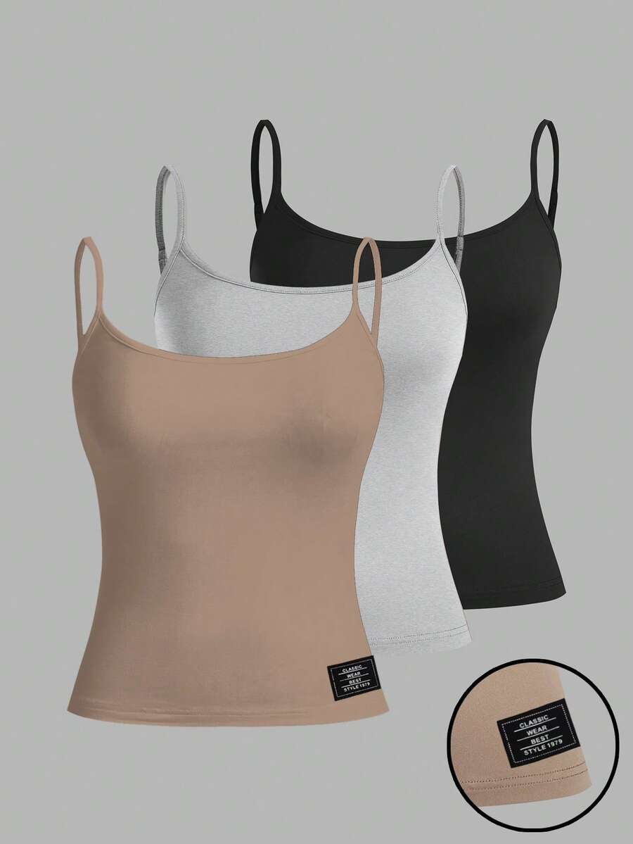 SHEIN EZwear 女士性感露脐吊带背心，绣花图案，适合夏季穿着 - 彩色 - 查看 1