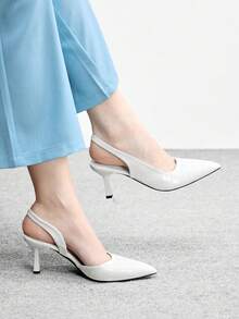 CUCCOO BIZCHIC Women's Pointed Toe Versatile Fashion High Heels For Daily Wear - White - View 1