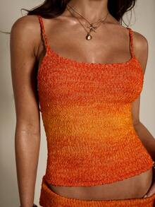 SHEIN BAE 时尚性感渐变色吊带针织上衣，女士款 - 彩色 - 查看 5