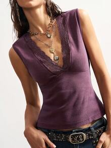 Bohemela Áo tank top nữ phong cách Y2K Boho miền Tây, thích hợp cho các lễ hội âm nhạc, phối màu loang lổ và giặt mài, kiểu dáng mùa hè, áo cơ bản, áo tank top bốn mùa, hoàn hảo cho những buổi đi chơi thường ngày, tụ họp bạn bè, lễ hội âm nhạc, mặc nhiều lớp khi đi dự tiệc hoặc mặc ở nhà thư giãn. - Màu tím - Xem 4