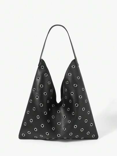 Viva Strut 女士单肩包，流浪包，时尚，个性化，简约，百搭，街头风，甜美酷女孩，辣妹，Y2K，铆钉，适合通勤、办公、约会、日常、购物、大学