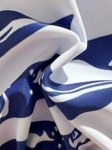 Swim Vcay 大码女士印花露背吊带比基尼上衣 - 彩色 - 查看 5