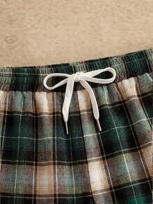 HIMLAND 男士弹力腰带休闲格子抽绳口袋梭织裤 - 綠色 - 查看 2