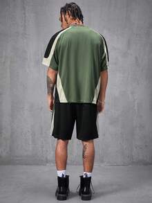 Manfinity VCAY Men's English Letter Print Loose Knit Short Sleeve T-Shirt Set - Multicolor - View 2