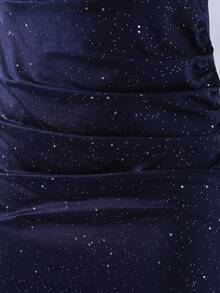 少女时尚无袖亮片针织连衣裙，优雅百搭，适合日常穿着、生日派对及其他场合，藏蓝色 - 藍色 - 查看 6