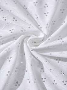 EMERY ROSE 大码女式夏季休闲度假乡村风圆领短袖纯色白色T恤上衣/假日、春假、度假、外出，2026新款，简约时尚，适合日常穿着，休闲度假波西米亚风上衣，适合夏季、度假、通勤、日常穿着 - 白色 - 查看 6