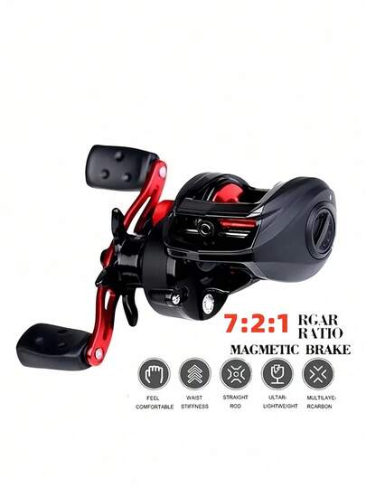 Black Red Baitcasting Reel All Metal Bearings Powerful Drag System Professional Freshwater Saltwater Fishing Gear For Bass Catfish Trout Fishing