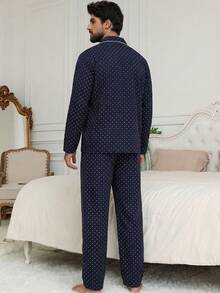 DAZY Spring Long Sleeve Shirt & Pants Polka Dot Men Pajama Set - Multicolor - View 2