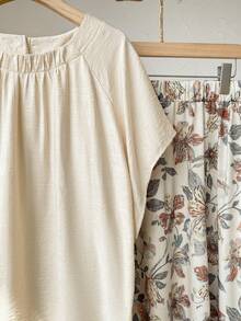 Rusticease Bộ đồ 2 món mùa hè cỡ lớn, kiểu dáng thường ngày, màu trơn, dáng rộng và họa tiết hoa. - Nhiều màu - Xem 5