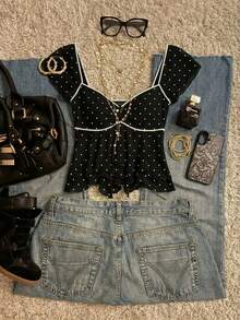 Attitoon Women's Casual Vacation Tank Top, Flutter Sleeves, Asymmetric Hem, Babydoll, Summer For Women, Polka Dot Top, Summer Spring Beach - Multicolor - View 8