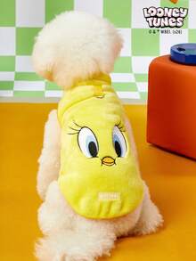 LOONEY TUNES X PETSIN 1件绣花黄色小黄鸟宠物猫狗通用黄色带防滑扣毛绒保暖舒适无袖防滑外套T恤 - 黃色 - 查看 2