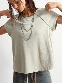 Bohemela Áo thun Raglan tay ngắn đi nghỉ mát cho nữ - màu xanh lá - Xem 6