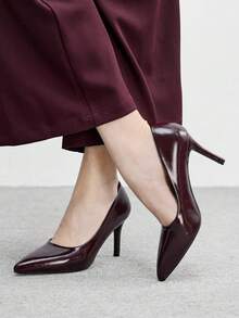 CUCCOO BIZCHIC Damen hochwertige burgunderrote spitze Absatzschuhe - elegante Stilettos geeignet für Büro, formelle Anlässe und den täglichen Gebrauch - Bordeaux - Übersicht 4