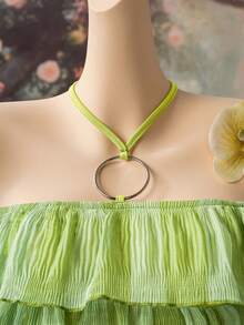 EgrlEra Áo hai dây nữ nhiều màu sắc, hơi trong suốt, gợi cảm, cổ khoét sâu, buộc dây, trang trí khóa kim loại, hở lưng, viền bèo nhún, thích hợp cho mùa xuân, hè, thu. - Nhiều màu - Xem 4