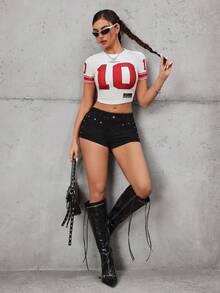 SHEIN Tall Women's Fashion Casual Y2K Tall Denim Shorts