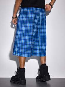 ROMWE MEN Men's Plaid Pocket Loose Fit Casual Bermuda Shorts - Multicolor - View 3