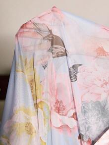 Slumberist Sleeveless Long Nightgown Robe Mesh Lace Lingerie Set - Multicolor - View 8