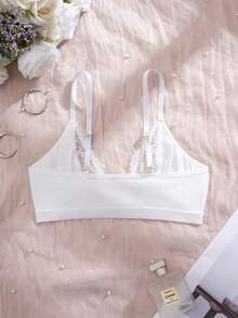 Crystal Vow Áo ngực nữ thời trang lãng mạn phối ren, cài trước - trắng - Xem 7