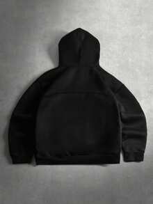 STYNVO 男士休闲纯色宽松连帽衫 - 黑色 - 查看 2