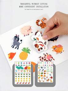 1pc Learning Quiet Sticker Book For Children Over 3 Years Old, Children's Early Learning Alphabet Table Animal Cognitive Books Learning Toys, Educational Activity Books For Toddlers, Children's Educational Toys (Random Color Circles) - Multicolor - View 9