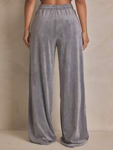 MUSERA 丝绒直筒弹力腰运动裤，夏季运动休闲日常街头风 - 灰色 - 查看 4