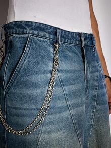 ROMWE MEN Street Life Herrshorts med lös passform och fickor, casual - Blå - Visa 2