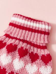 PETSIN 1件红白爱心印花宠物毛衣，适合中小型犬，情人节粉色保暖针织毛衣，宠物服装 - 粉色 - 查看 6