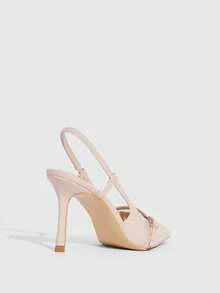 CUCCOO SZL Gold Metallic PU Pointed Toe Fashionable Sexy Glamorous Nightclub High Heels Valentine's Day - Light apricot - View 8