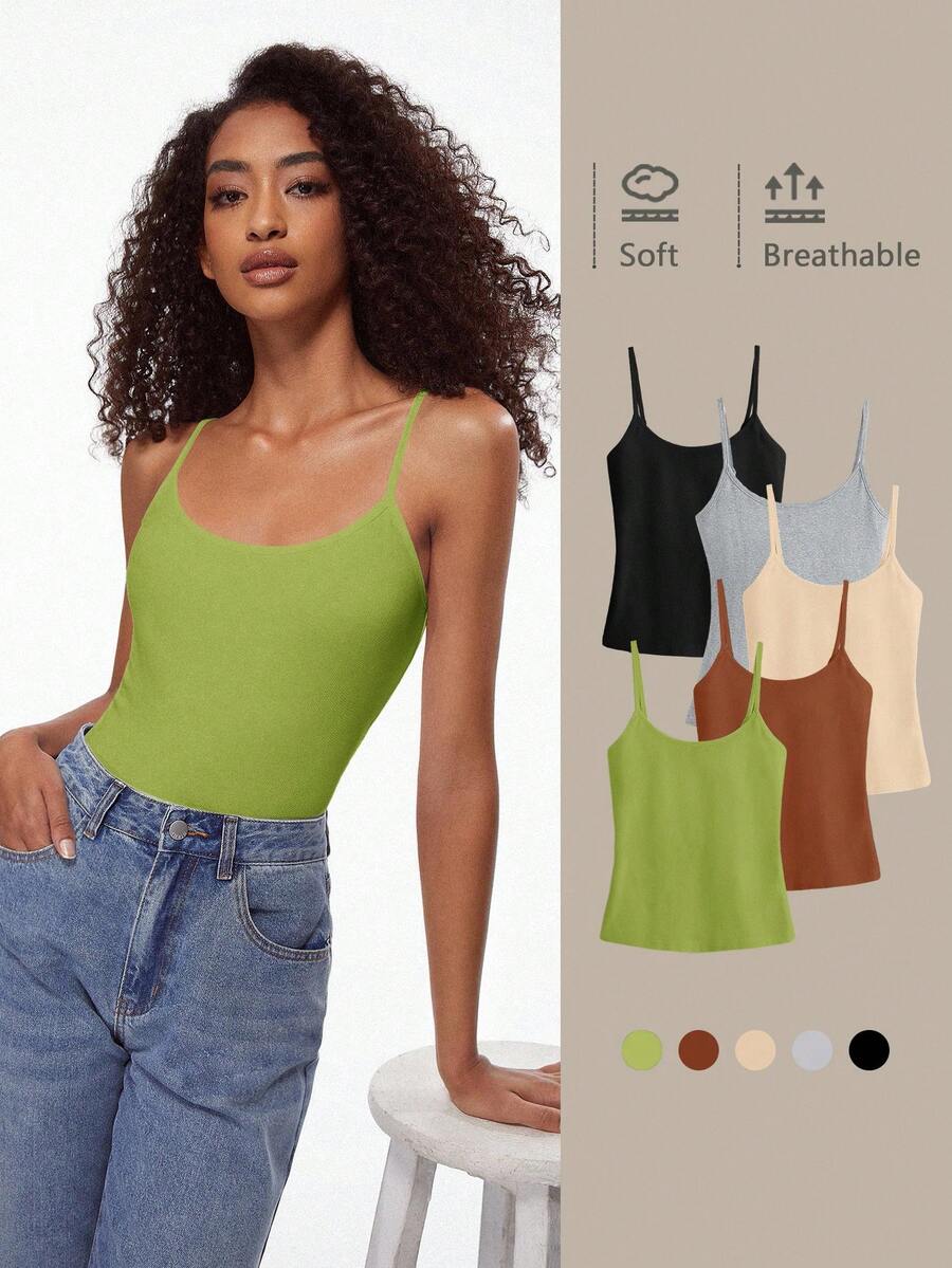 SHEIN BASICS 1 pieza Camiseta de tirantes minimalista de unicolor para mujer de uso diario
