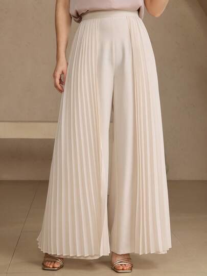 DAZY 女士宽松直筒裤，后拉链装饰，休闲西装裤