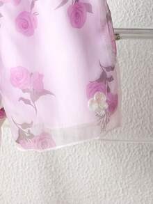 Souflis Souflis Cute Baby Girls Halter Neck Purple Chiffon Sleeveless Co-Ord With Floral Plant Print And Ruffle Detail Baby Girl Summer Clothes Baby Girl Casual - Purple - View 7