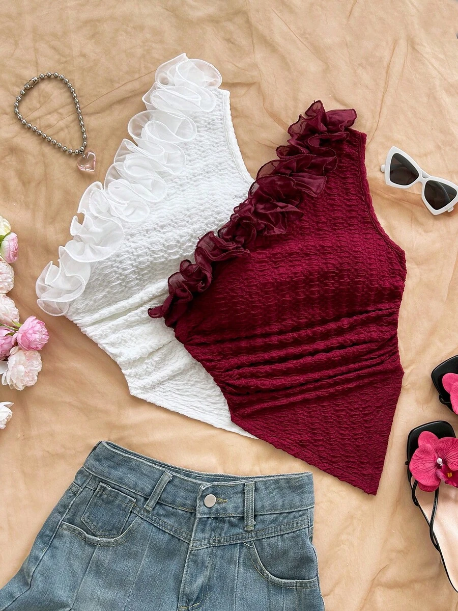 Soleia Women's Elegant Asymmetric Hem One Shoulder Blouse, Summer - Multicolor - View 1