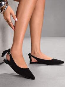 CUCCOO SZL Zapatos casuales de mujer con diseño de nudo y punta afilada - Negro - Ver 4