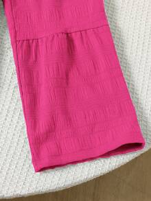 SHEIN Elladie kids 2pcs/Set Girls' Summer Creative 3D Embroidery Decor Camisole With Lace Trim Asymmetrical Hem & Casual Pants Set - Hot Pink - View 7