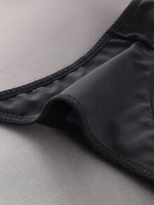 EmpressEnvy Paquete de 5 tangas de mujer de unicolor, con tirantes delgados y tiro bajo - Negro - Ver 5
