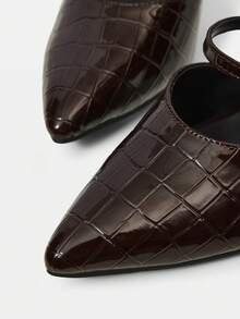 CUCCOO BIZCHIC Giày cao gót quai đính đá lấp lánh dành cho nữ, kiểu dáng thanh lịch công sở, phong cách cổ điển, phù hợp cho mùa xuân, kỳ nghỉ xuân, lễ Phục sinh và Giáng sinh. - Đá màu cà ri đậm PU - Xem 3