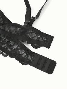 Bonmuse 2pcs/Set Women's Sexy Lingerie, Black Lace Floral Bra Set With Adjustable Straps, Sexy Bra, Valentine's Day Gift - Black - View 6