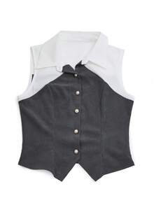 Balvessa Áo vest không tay phối màu tương phản thanh lịch dành cho nữ - Nhiều màu - Xem 5