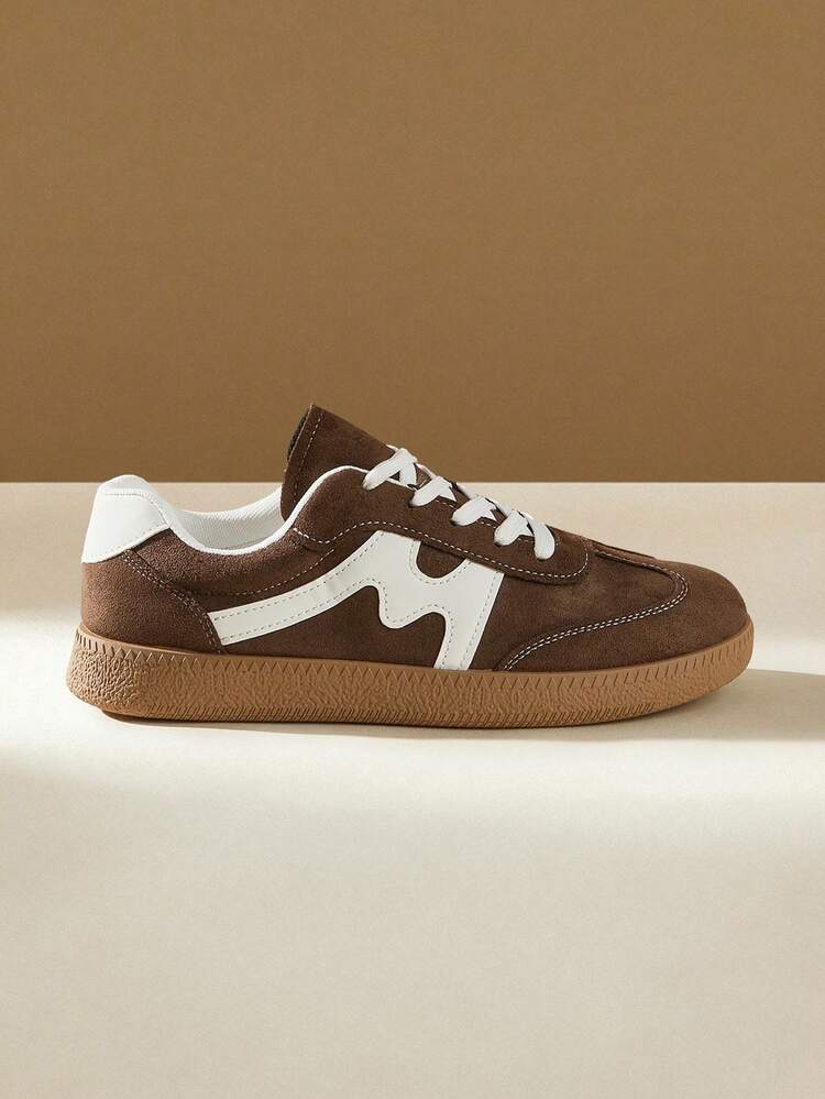 CUCCOO EASI Women's Casual Contrast Color Flat Athletic Sneakers, Versatile For Daily Wear