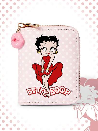 Betty Boop | ROMWE 1-pack, prickig läppmönstrad minimalistisk dragkedja, skötväska, lämplig för kvinnor